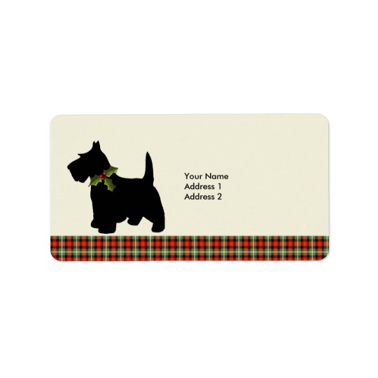 Scottie Dog Scotch Plaid Christmas Custom Address Label