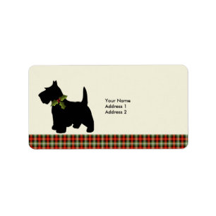 Scottie Dog Scotch Plaid Christmas Custom Label