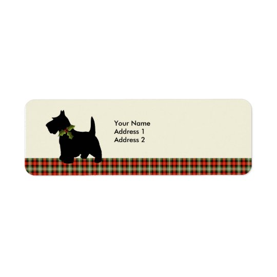 Scottie Dog Scotch Plaid Christmas Personalised Return Address Label