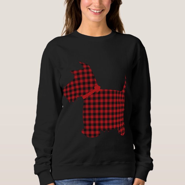 Scottie Dog Scottish Terrier Red Black Buffalo Pla Sweatshirt (Front)