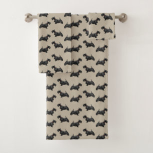 Scottie Dog with Tartan Collar Bath Towel Set