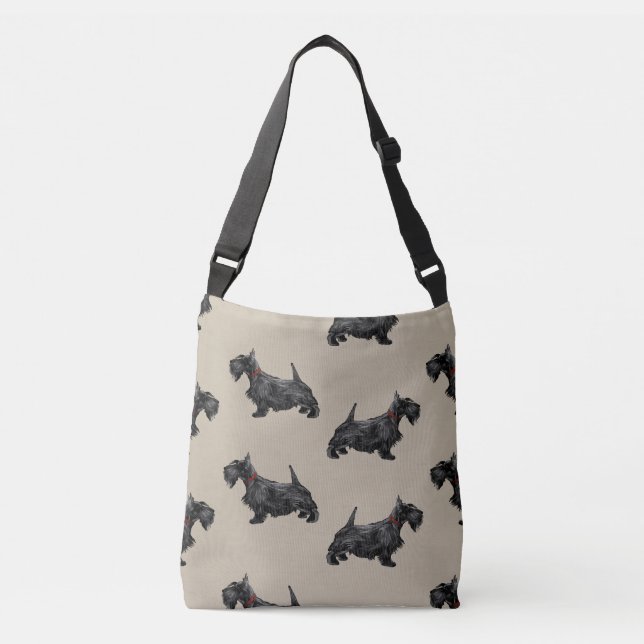 Scottie Dog with Tartan Collar Crossbody Bag (Front)