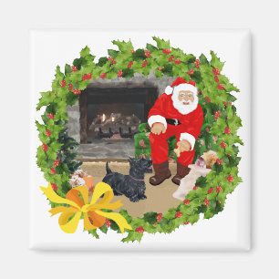 Scottie Dogs at Christmastime Magnet