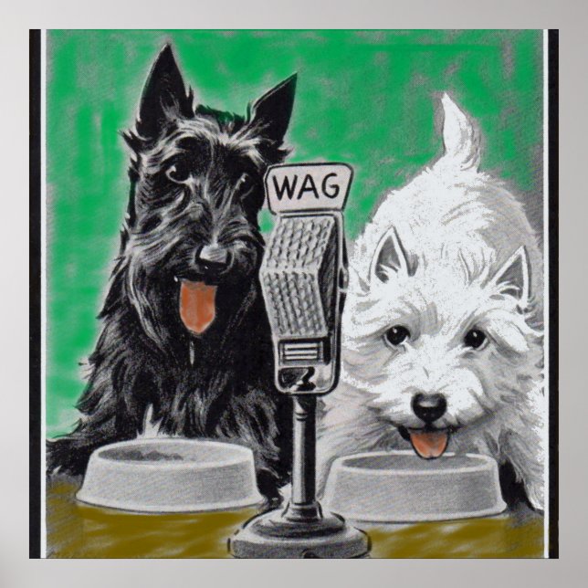 Scottie dogs Blackie and Whitie on the radio Poster (Front)