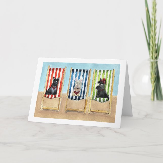 Scottie Dogs 'Deck Chairs' Greeting Card (Front)