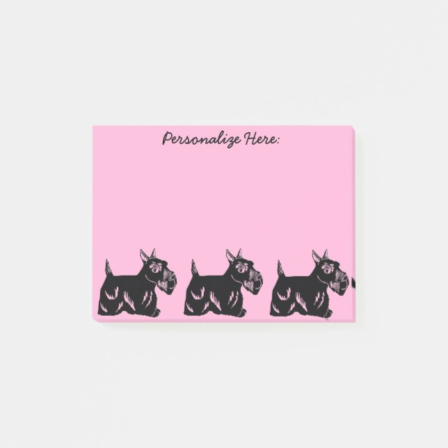 Scottie Dogs Pink Custom Post-it® Notes 4 x 3 (Front)