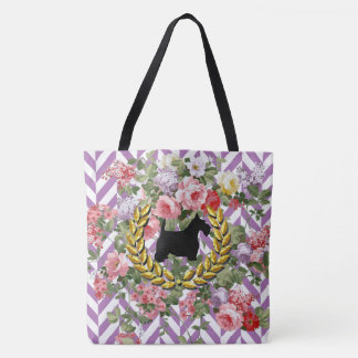 Scottie Floral Your Colour Herringbone Tote Bag