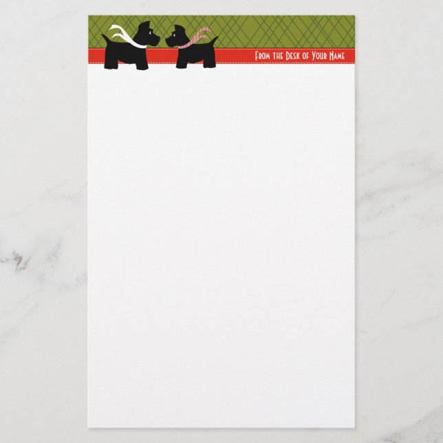 Scottie Holiday Plaid Writing Paper (Front)
