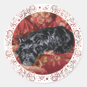 Scottie in a Big Red Chair Classic Round Sticker