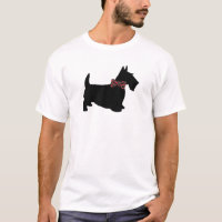 Scottie in Plaid Bow Tie T-Shirt