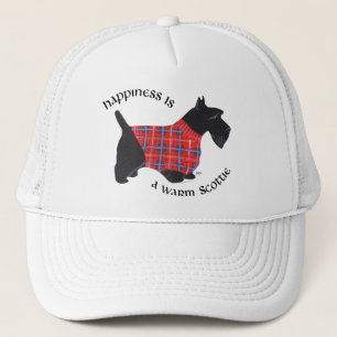 Scottie in Red & Blue Plaid Sweater Trucker Hat