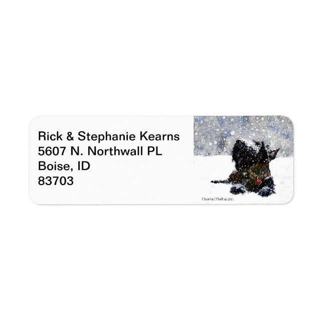 Scottie in Snow Return Address Label (Front)