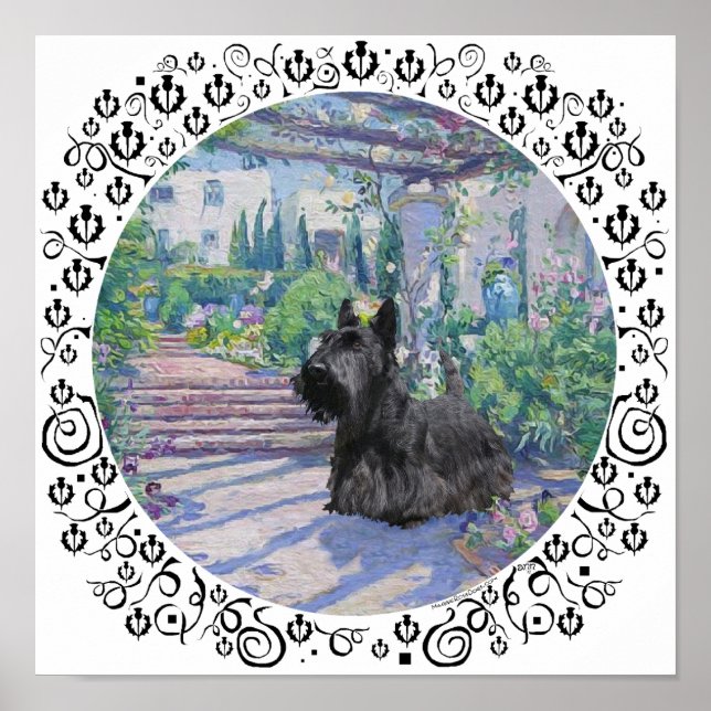 Scottie in Springtime Garden Poster (Front)