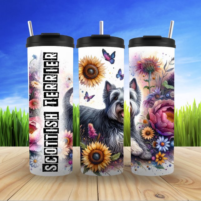 Scottie in Sunlit Blooms Thermal Tumbler (Creator Uploaded)