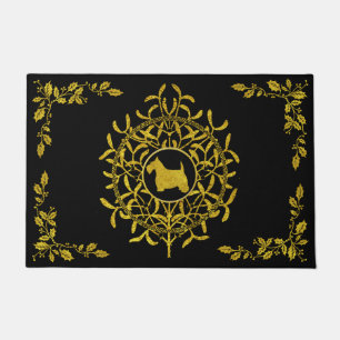 Scottie Mistletoe & Holly Personalise Doormat