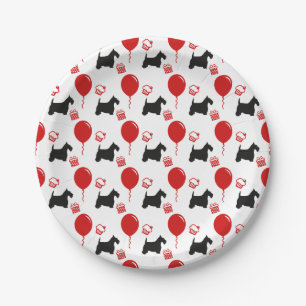 Scottie Party 2 Black and Red Paper Plate