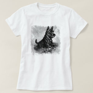 Scottie Puppy Charcoal Style Print T-Shirt