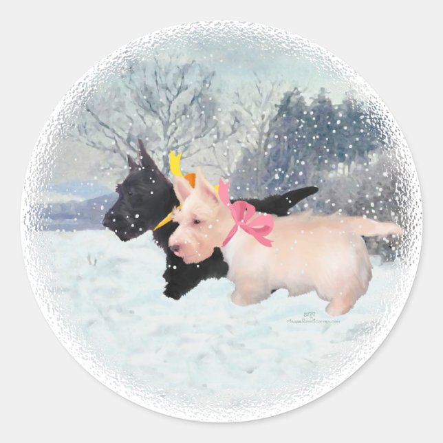 Scottie Pups Classic Round Sticker (Front)