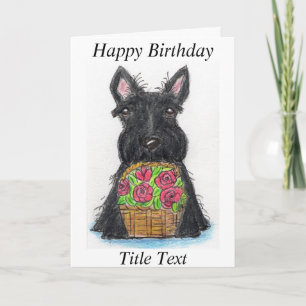 Scottie Scottish roses birthday card friend mum