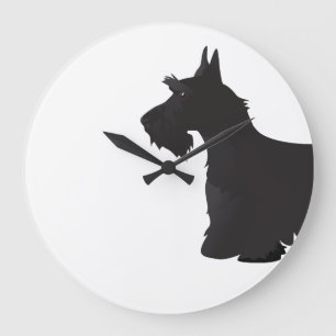 Scottie Scottish Terrier Basic Breed SIlhouette Large Clock