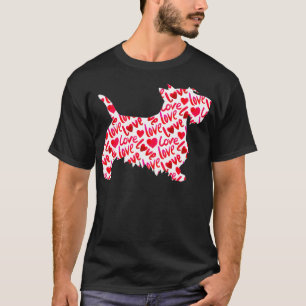 Scottie Scottish Terrier Heart Dog Valentines T-Shirt