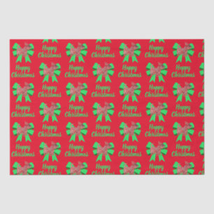 Scottie Silhouette Red Christmas Dog & Green Bow Tissue Paper
