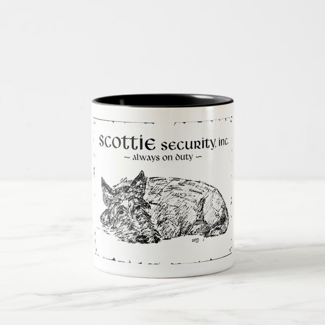 Scottie Sketch - Security? Two-Tone Coffee Mug (Center)