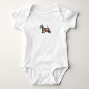 Scottie Terrier Geometric Pattern Silhouette Plaid Baby Bodysuit