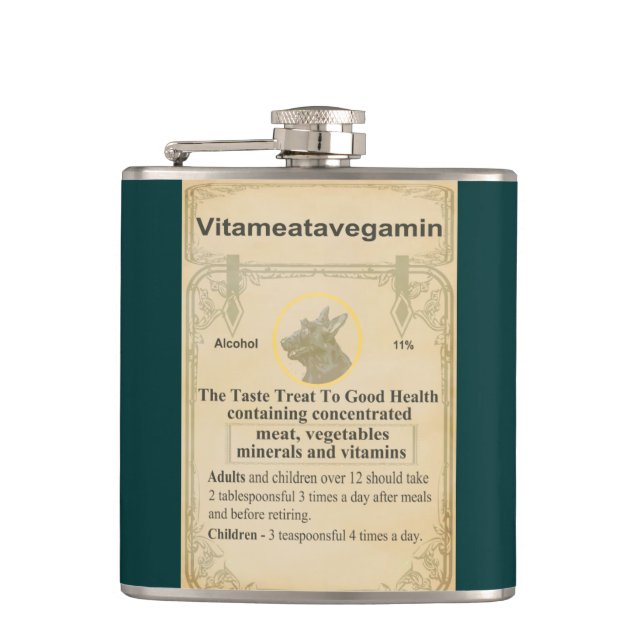 Scottie Vitameatavegamin Hip Flask (Front)