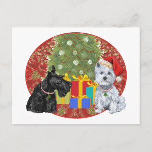 Scottie & Westie Christmas Holiday Postcard