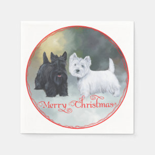 Scottie Westie Christmas Napkin