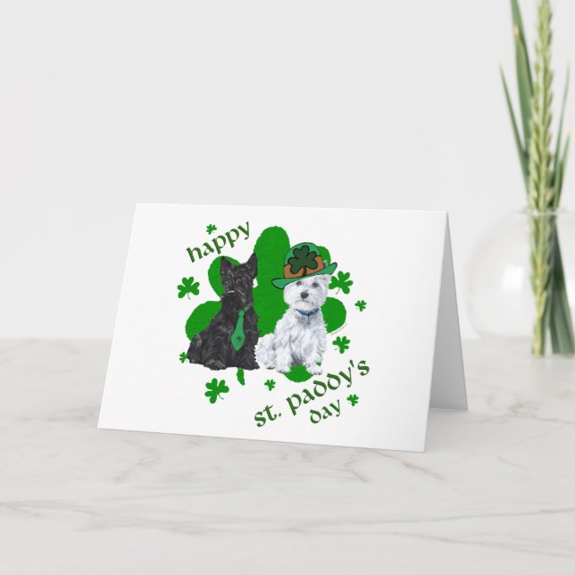 Scottie & Westie St. Paddy's Day Card (Front)
