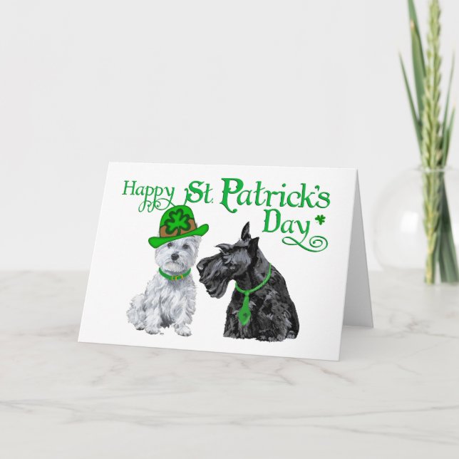 Scottie & Westie St. Paddy's Day Card (Front)