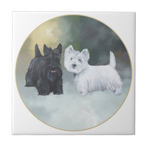 Scottie Westie Wintertime Ceramic Tile