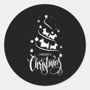 Scottierrier Dog Owners Christmas Tree Dog Lovers Classic Round Sticker