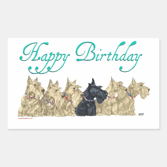 Scotties All in a Row Rectangular Sticker (Front)