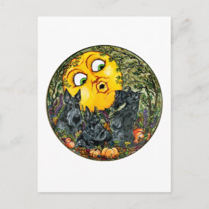Scotties in Moonlight Postcard