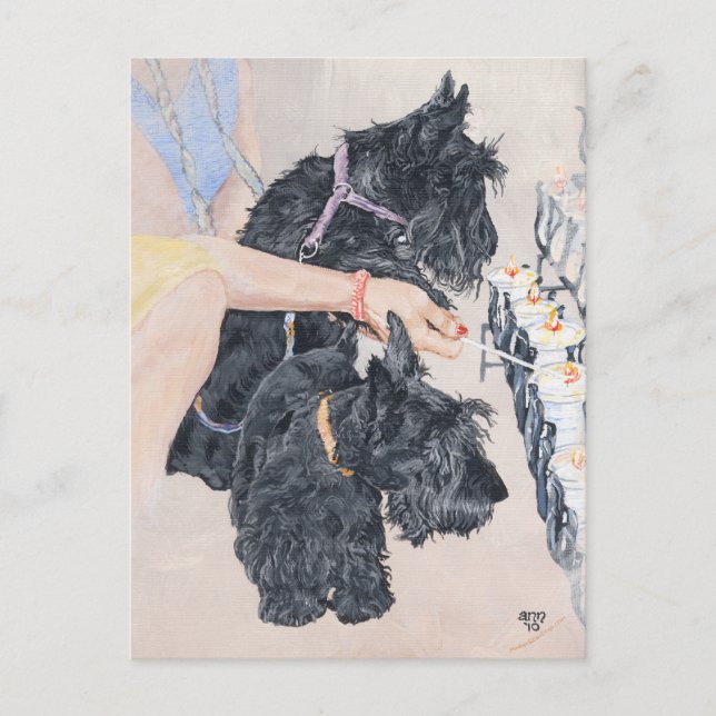 Scotties Lighting Candles Postcard (Front)