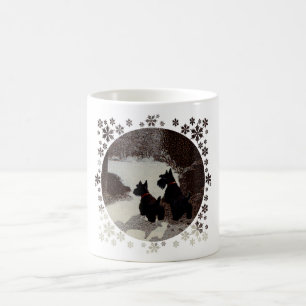 Scotties on Surreal Winter Night Coffee Mug