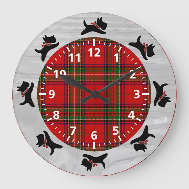 Scotties On The Run Large Clock (Front)