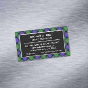 Scottish Accent Clan Blair Tartan Magnetic Business Card