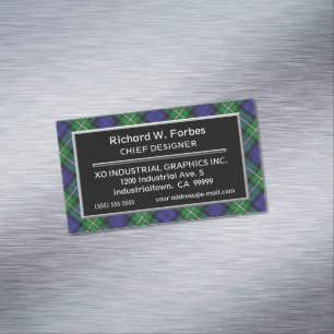 Scottish Accent Clan Forbes Tartan Magnetic Business Card