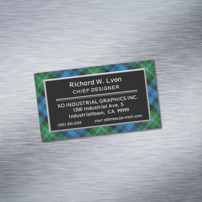 Scottish Accent Clan Lyon Tartan Magnetic Business Card (In Situ)