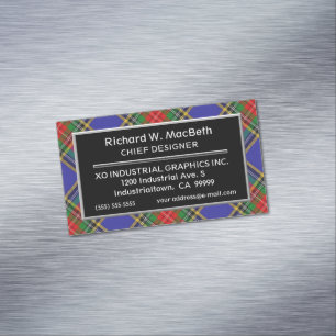 Scottish Accent Clan MacBeth Tartan Magnetic Business Card