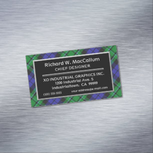 Scottish Accent Clan MacCallum Tartan Magnetic Business Card