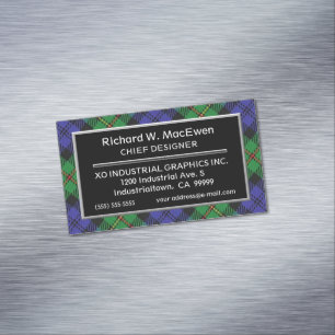 Scottish Accent Clan MacEwen Tartan Magnetic Business Card