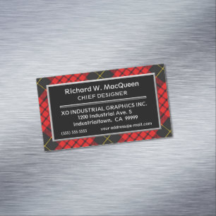 Scottish Accent Clan MacQueen Tartan Magnetic Business Card