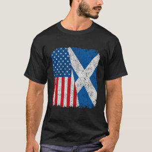 Scottish American Flag Half USA Scotland Root Prou T-Shirt