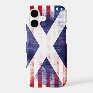 Scottish American Flag Wood Grain & Paintstrokes