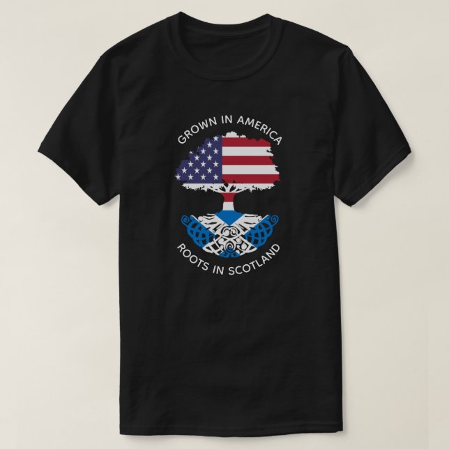 Scottish-American Roots In Scotland Celtic Tree T-Shirt (Design Front)